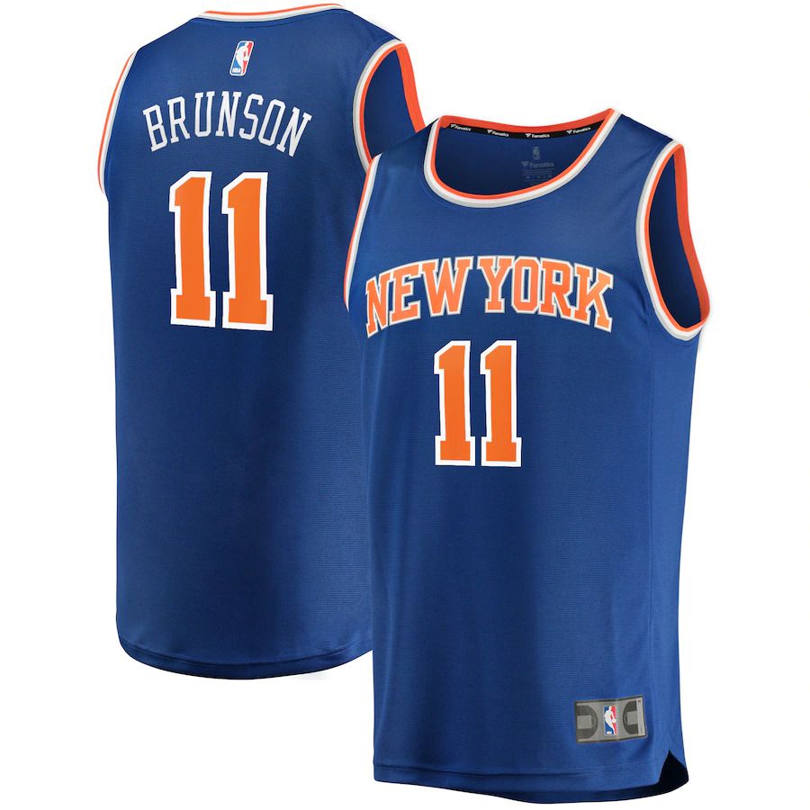 Men New York Knicks 11 Jalen Brunson Fanatics Branded Blue Fast Break Replica NBA Jersey